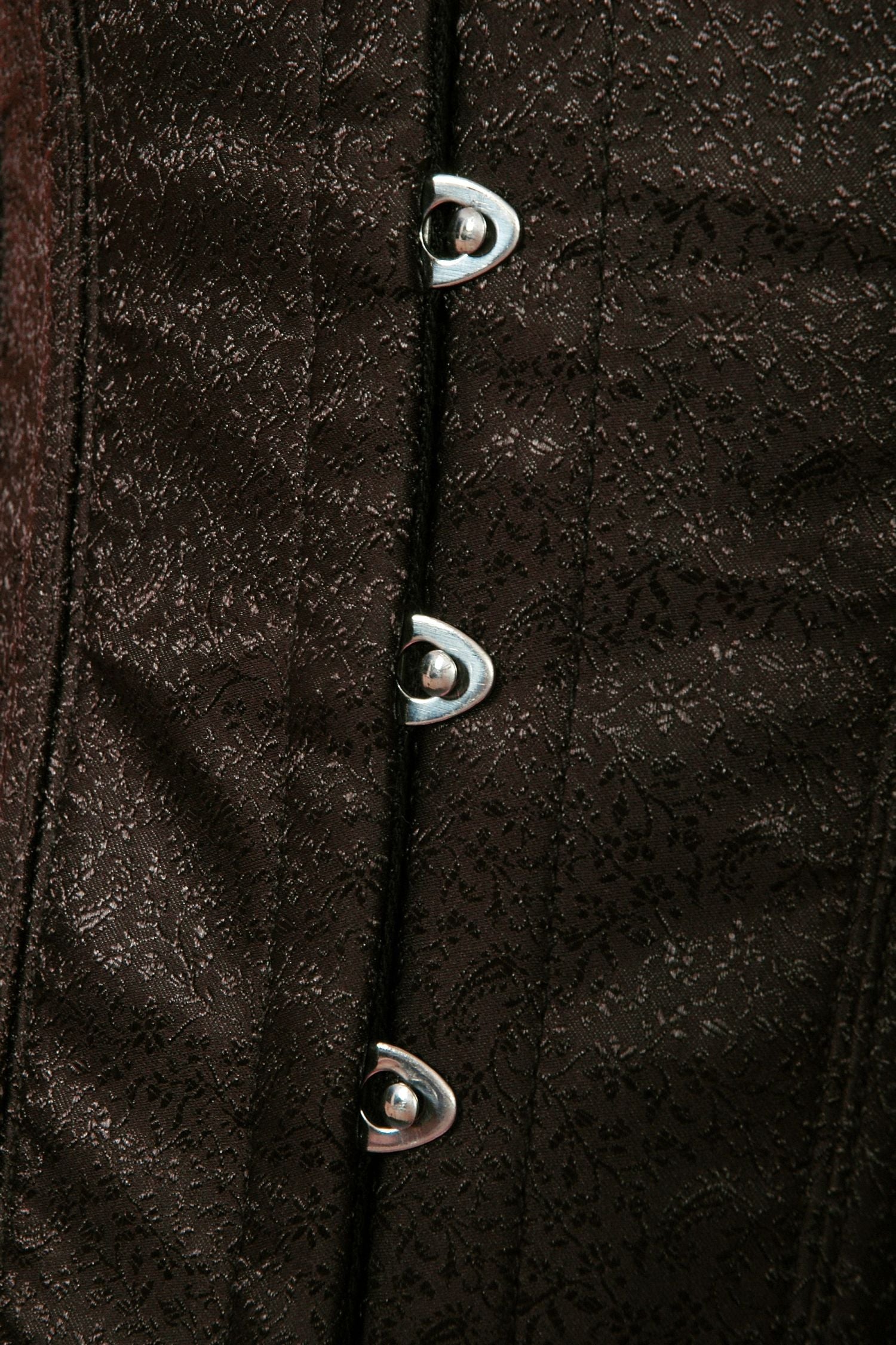 Corsé negro floral de jacquard con varillas de acero Plus