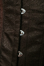 Corsé negro floral de jacquard con varillas de acero Plus