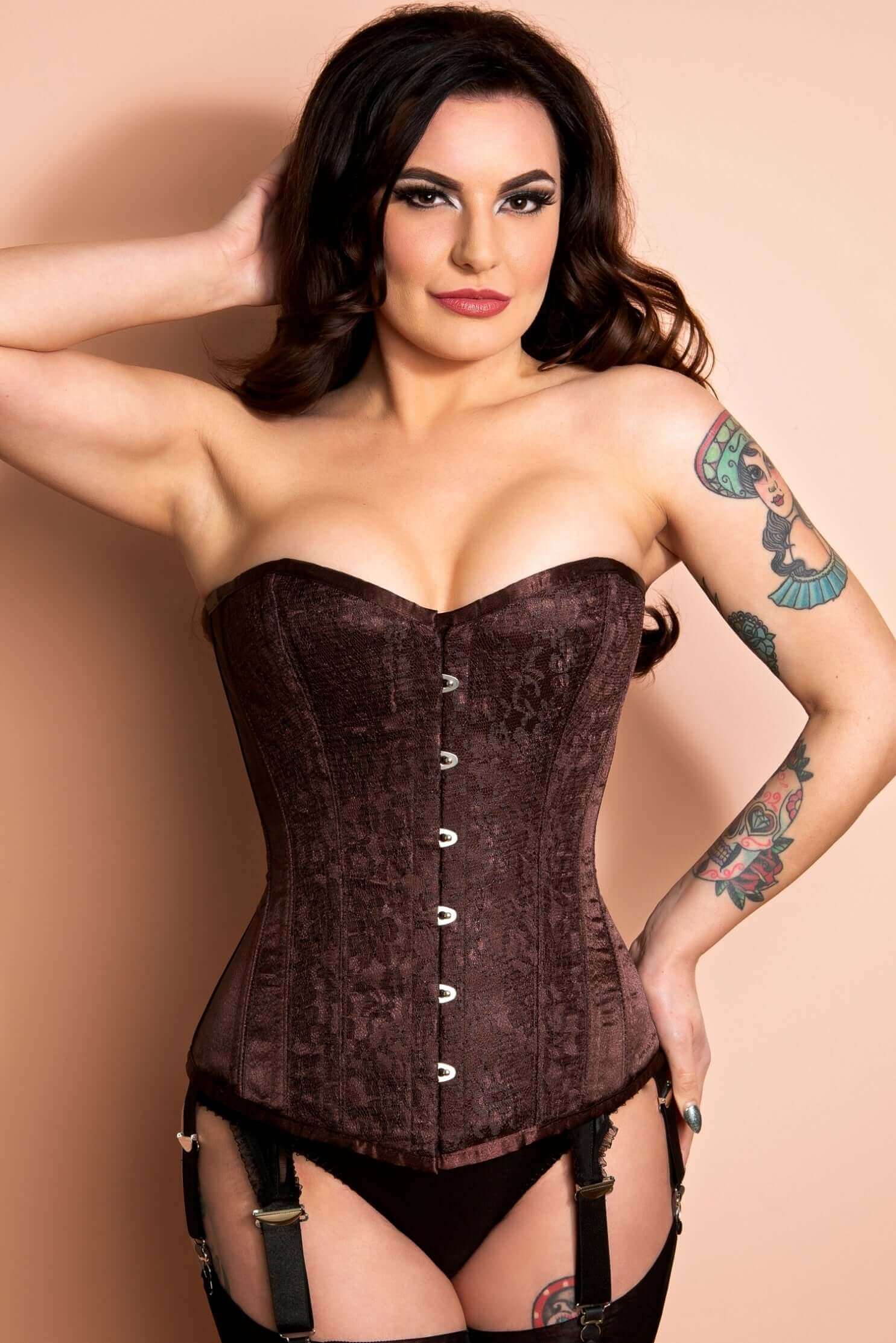Corsé con varillas de acero largas Playgirl Nina Chocolate Brown