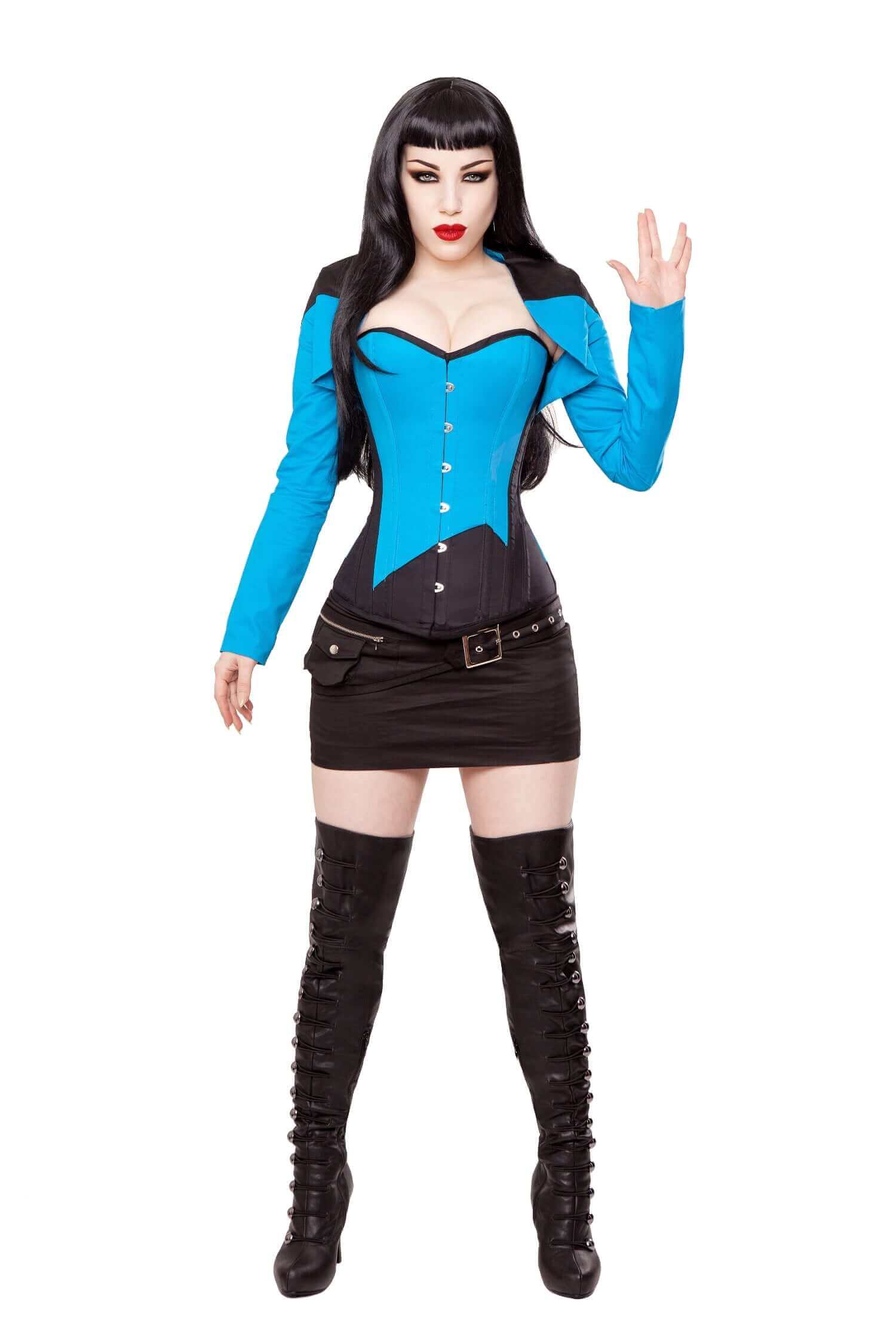 Playgirl Black & Blue Cotton Bolero Shrug Top