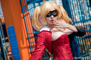 Atuendo de corsé y bolero Harley Quinn negro/rojo