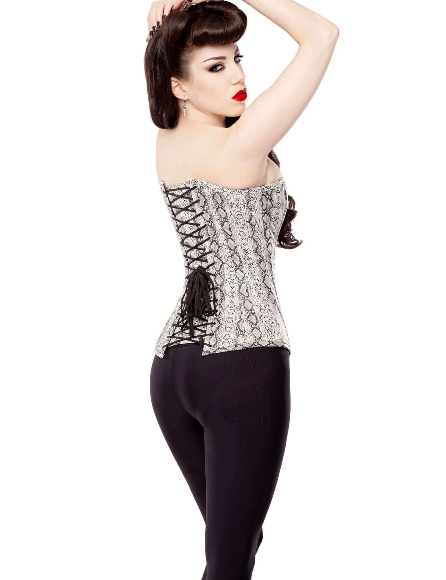 Playgirl Long Faux Snake Skin Overbust Steel Boned Corset