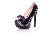 Playgirl Black Patent Rounded Toe Shoes With White Contrast
